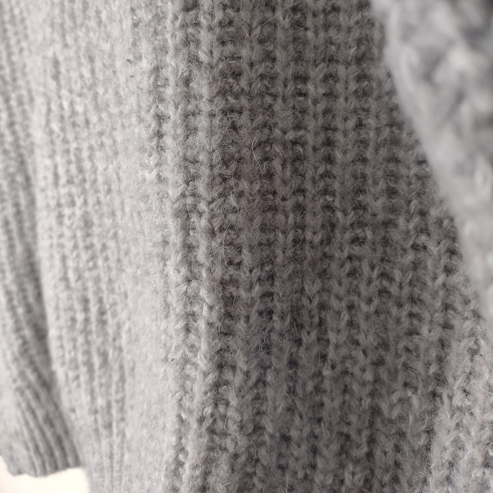Zara Alpaca Wool Blend Chunky Knit Mockneck Sweater Light Gray Size S - Picture 9 of 14